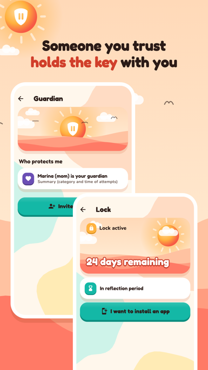 Guardian screen in the StopAposta app